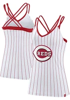 Cincinnati Reds Womens White Strappy Fundamentals Tank Top