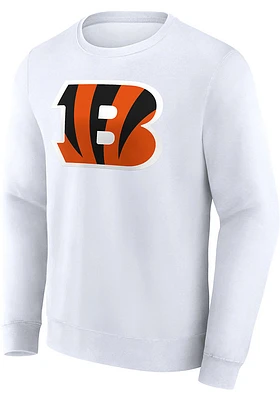 Cincinnati Bengals Mens White Primary Logo Long Sleeve Crew Sweatshirt