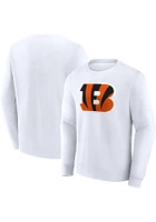 Cincinnati Bengals Mens White Primary Logo Long Sleeve Crew Sweatshirt