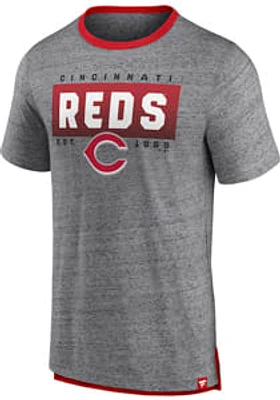 Cincinnati Reds Grey Iconic Speckled Ringer Short Sleeve Fashion T Shirt