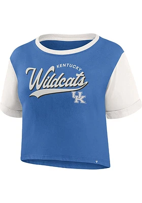 Kentucky Wildcats Womens Blue Script Tail Crop Short Sleeve T-Shirt