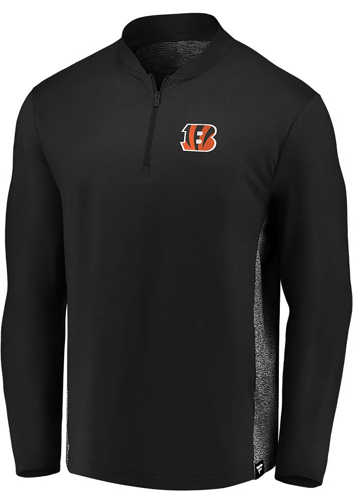 Cincinnati Bengals Mens Black Iconic Clutch Long Sleeve Qtr Zip Pullover