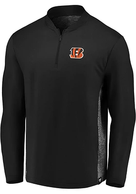 Cincinnati Bengals Mens Black Iconic Clutch Long Sleeve Qtr Zip Pullover