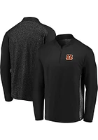 Cincinnati Bengals Mens Black Iconic Clutch Long Sleeve Qtr Zip Pullover