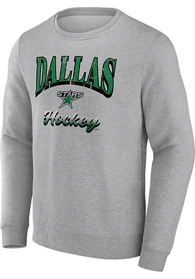 Dallas Stars Mens Grey Cotton Fleece Long Sleeve Crew Sweatshirt