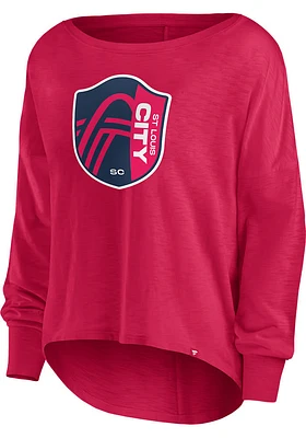 St Louis City SC Womens Red Carver Slub LS Tee