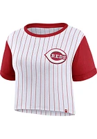 Cincinnati Reds Womens White Biblend Pinstripe Short Sleeve T-Shirt