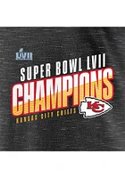 Kansas City Chiefs Womens Charcoal 2022 Super Bowl Champs Victory Formation Short Sleeve T-Shirt
