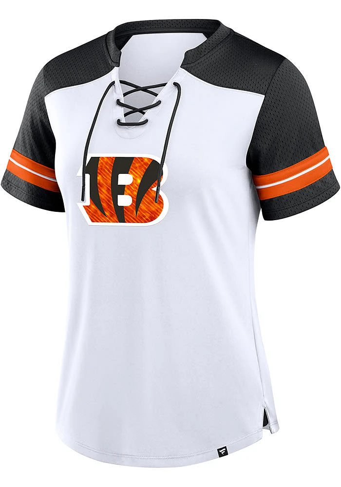 Cincinnati Bengals Womens Lace Up Fashion Football Jersey - White