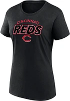 Cincinnati Reds Womens Black Fanwear Risk Short Sleeve T-Shirt