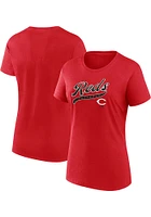 Cincinnati Reds Womens Red Fanwear Start Short Sleeve T-Shirt