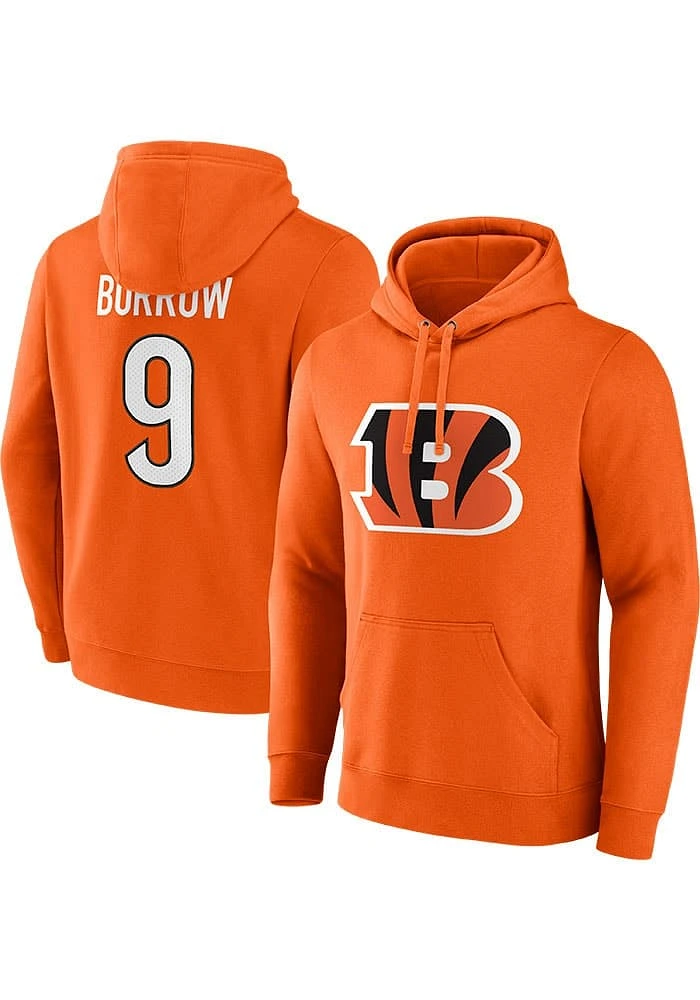 Joe Burrow Cincinnati Bengals Mens Orange Player Icon Hood