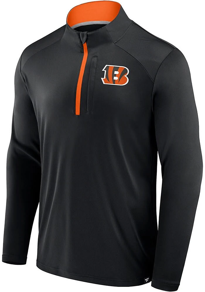 Cincinnati Bengals Mens Black Defender Long Sleeve Qtr Zip Pullover