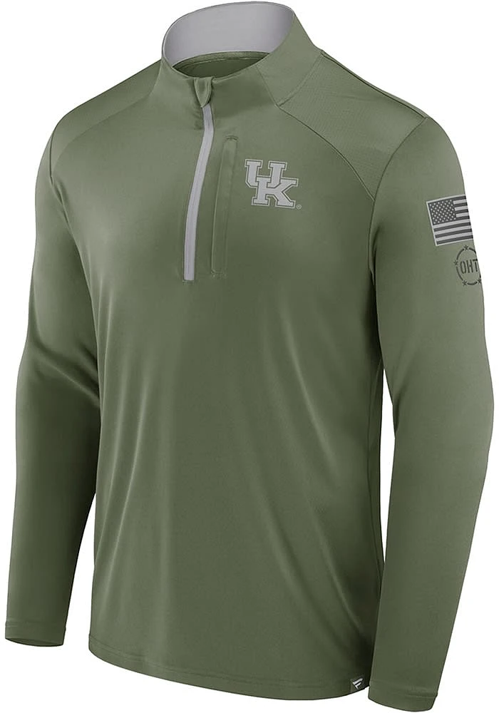 Kentucky Wildcats Mens Olive Operation Hat Trick Defender Long Sleeve Qtr Zip Pullover