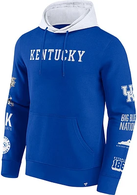 Kentucky Wildcats Mens Blue Colorblock Badge Long Sleeve Hoodie