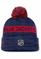 Columbus Blue Jackets Navy Blue 2024 Authentic Pro Rink Cuff Pom Mens Knit Hat