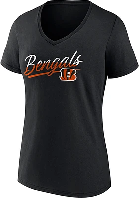 Cincinnati Bengals Womens Black Slice Script Short Sleeve T-Shirt