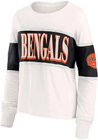 Cincinnati Bengals Womens White Antique Block LS Tee