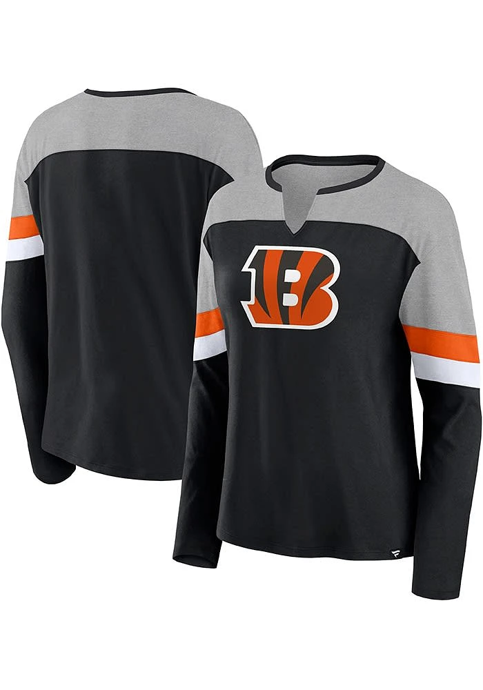 Cincinnati Bengals Womens Black Chevron LS Tee