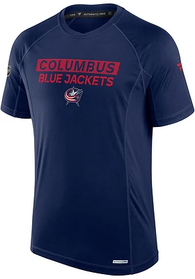 Columbus Blue Jackets Red Authentic Pro Rink  Tech Short Sleeve T Shirt