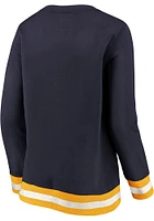 St Louis Blues Womens Navy Blue Retro Stripe Fleece Crew Sweatshirt