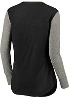 Dallas Stars Womens Black Retro Stripe Henley LS Tee