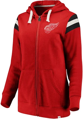 Detroit Red Wings Womens Retro Stripe Fleece Long Sleeve Full Zip Jacket