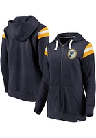 St Louis Blues Womens Navy Blue Retro Stripe Fleece Long Sleeve Full Zip Jacket