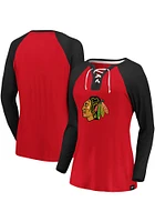 Chicago Blackhawks Womens Red Iconic Break Out Play LS Tee