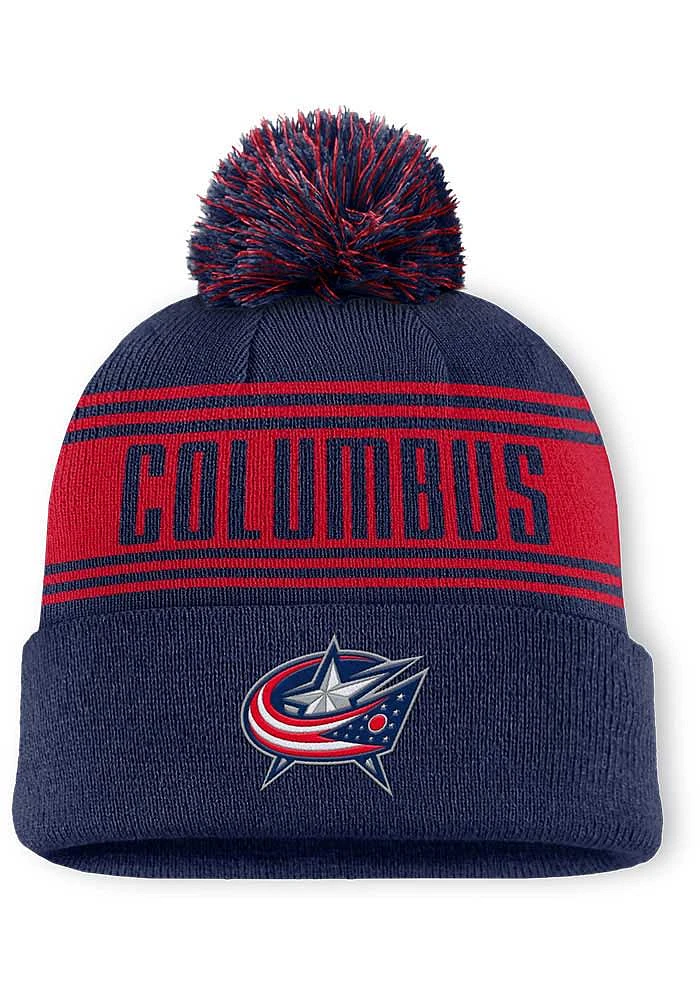 Columbus Blue Jackets Blue Enforcer Cuff Pom Mens Knit Hat