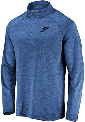 St Louis Blues Mens Blue Contenders Welcome Long Sleeve Qtr Zip Pullover