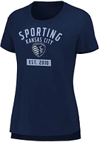 Sporting Kansas City Womens Navy Blue Iconic Slub Sequin Short Sleeve T-Shirt