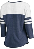 Sporting Kansas City Womens Navy Blue Triblend Flock Logo 3/4 Sleeve V LS Tee