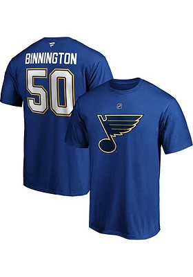 Jordan Binnington St Louis Blues Blue Authentic Stack Short Sleeve Player T Shirt