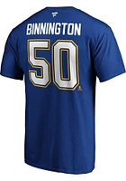 Jordan Binnington St Louis Blues Blue Authentic Stack Short Sleeve Player T Shirt