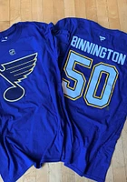 Jordan Binnington St Louis Blues Blue Authentic Stack Short Sleeve Player T Shirt