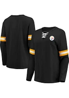 Pittsburgh Steelers Womens Black Lace Up Crew Sweatshirt