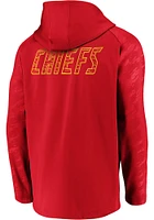 Kansas City Chiefs Mens Red Iconic Poly Embossed Defender Long Sleeve Zip