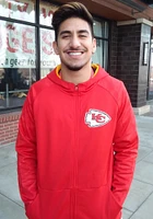Kansas City Chiefs Mens Red Iconic Poly Embossed Defender Long Sleeve Zip