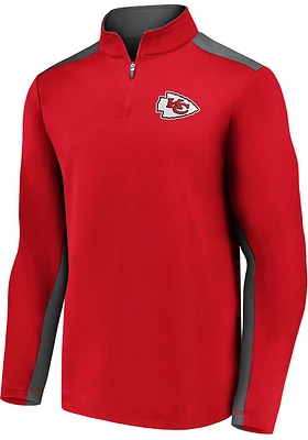 Kansas City Chiefs Mens Red Poly Fleece Long Sleeve Qtr Zip Pullover