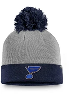 St Louis Blues Grey Holiday 2T Cuff Pom Mens Knit Hat