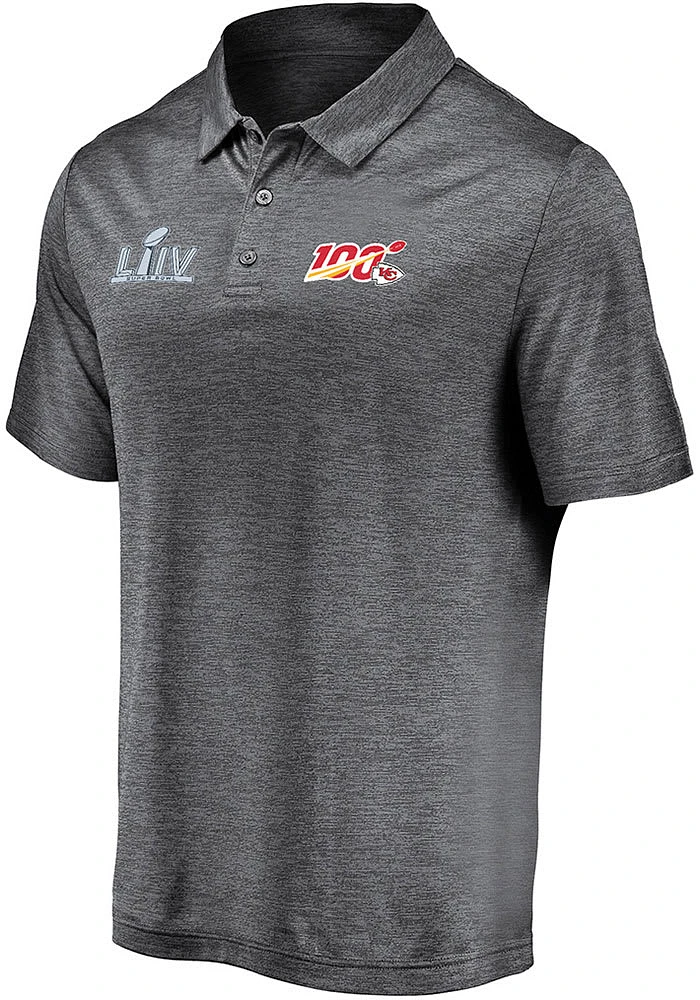 Kansas City Chiefs Mens Grey 2019 Super Bowl LIV Participant Hand Off Short Sleeve Polo