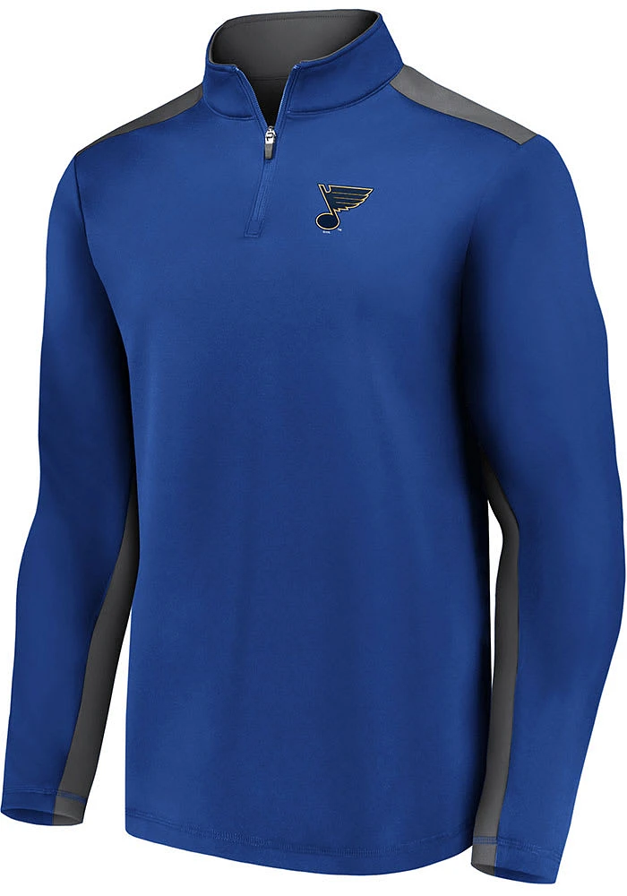 St Louis Blues Mens Blue Poly Fleece Long Sleeve Qtr Zip Pullover