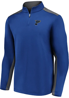 St Louis Blues Mens Blue Poly Fleece Long Sleeve Qtr Zip Pullover