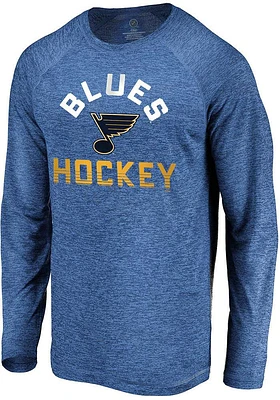 St Louis Blues Navy Blue Iconic Striated Breezer Long Sleeve T-Shirt