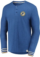 St Louis Blues Blue True Classics Heathered Henley Long Sleeve Fashion T Shirt