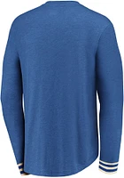 St Louis Blues Blue True Classics Heathered Henley Long Sleeve Fashion T Shirt