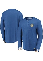 St Louis Blues Blue True Classics Heathered Henley Long Sleeve Fashion T Shirt