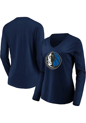 Dallas Mavericks Womens Navy Blue Primary V LS Tee