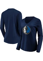 Dallas Mavericks Womens Navy Blue Primary V LS Tee